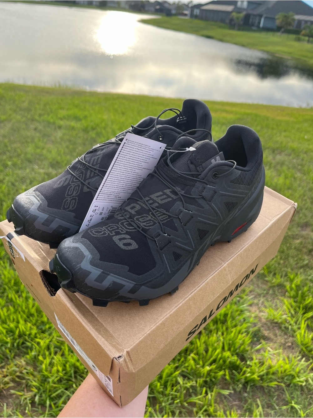 NWT Salomon Womans Black Soeedcross 6 Trail Running Shoes Size 7.5 - Picture 6 of 11